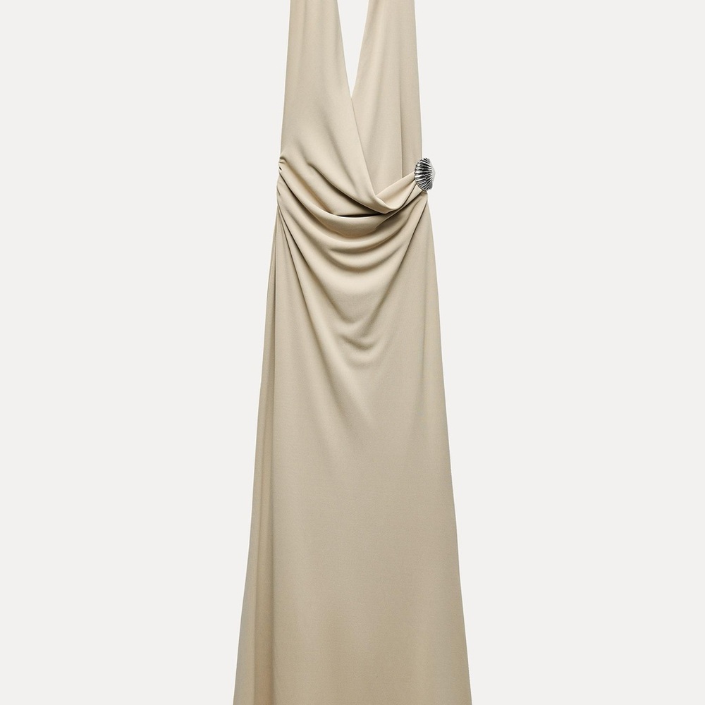 Zara Beige Halter Maxi Dress